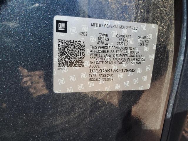 1G1ZD5ST7KF178643 - 2019 CHEVROLET MALIBU LT CHARCOAL photo 13