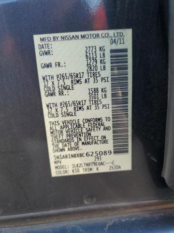 5N1AR1NBXBC625089 - 2011 NISSAN PATHFINDER S Boz foto 13