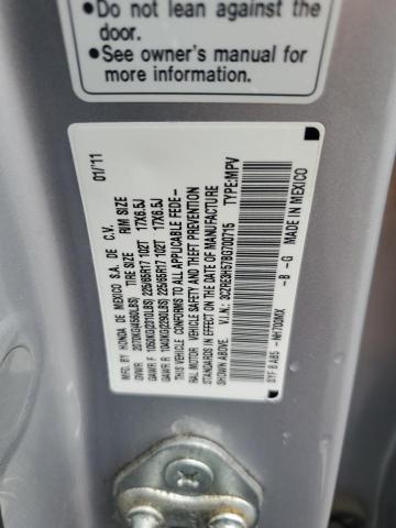 3CZRE3H57BG700715 - 2011 HONDA CR-V EX ვერცხლისფერი ფოტო 12