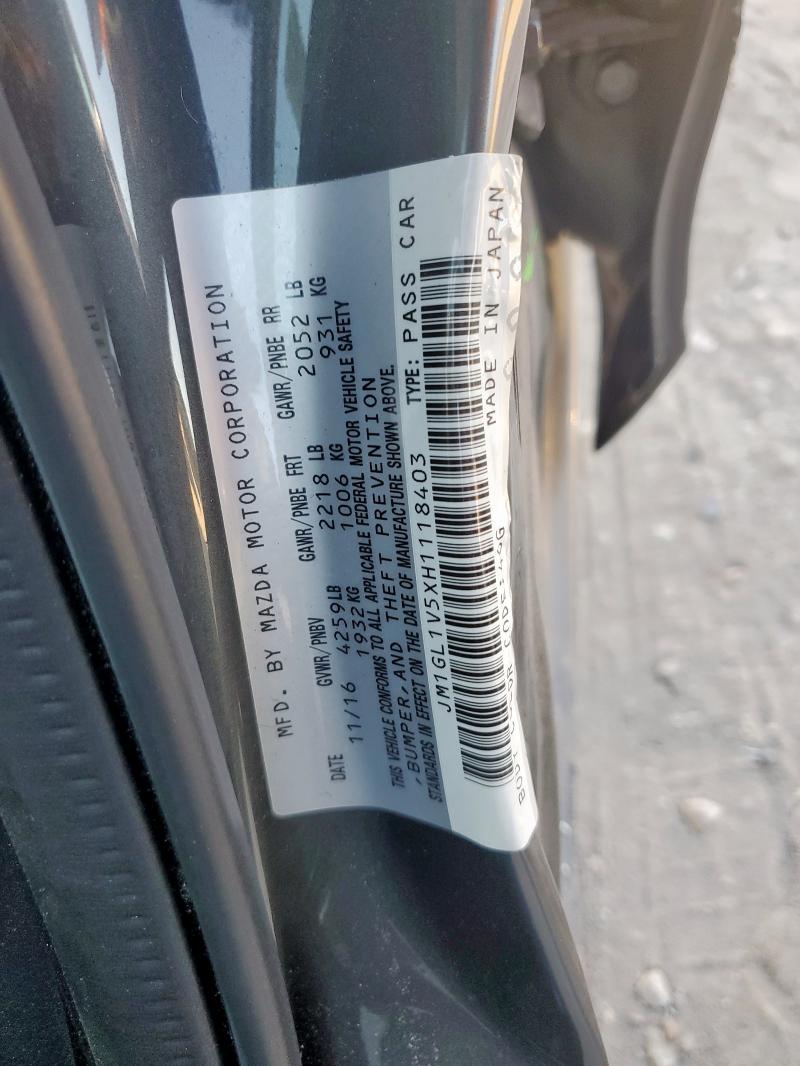 JM1GL1V5XH1118403 - 2017 MAZDA 6 TOURING Grau Foto 12