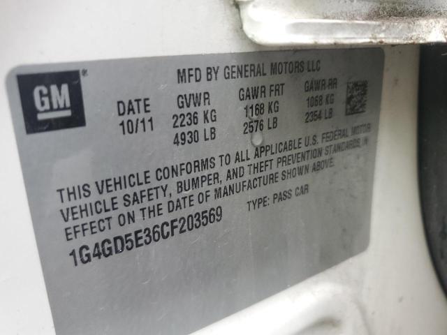 1G4GD5E36CF203569 - 2012 BUICK LACROSSE PREMIUM Blanc photo 13