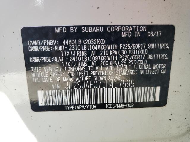 JF2SJAEC7JH417599 - 2018 SUBARU FORESTER 2.5I PREMIUM Ağ foto 13