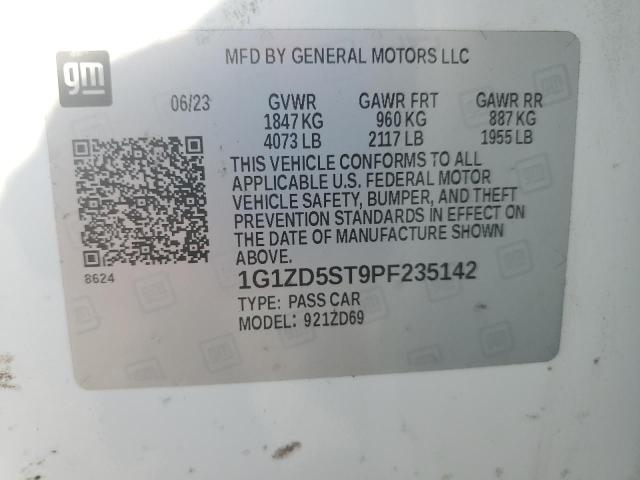 1G1ZD5ST9PF235142 - 2023 CHEVROLET MALIBU LT WHITE photo 12