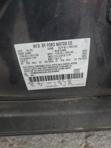 1FMSK8DH2LGC43866 - 2020 FORD EXPLORER XLT GRAY photo 13