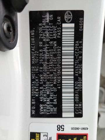 4T1K61BK0PU080992 - 2023 TOYOTA CAMRY XSE 白色 照片 12