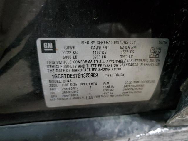 1GCGTDE37G1325989 - 2016 CHEVROLET COLORADO Z71 BLACK photo 12