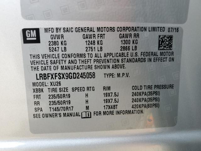 LRBFXFSX9GD245058 - 2016 BUICK ENVISION PREMIUM Серебристый фото 13