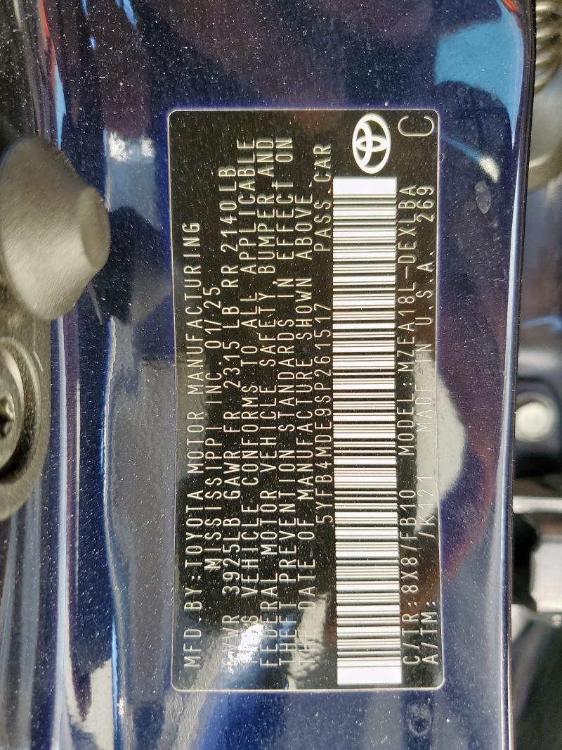 5YFB4MDE9SP261517 - 2025 TOYOTA COROLLA LE Կապույտ լուսանկար 13