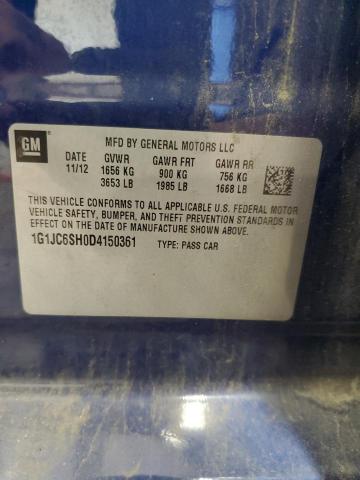 1G1JC6SH0D4150361 - 2013 CHEVROLET SONIC LT BLUE photo 12