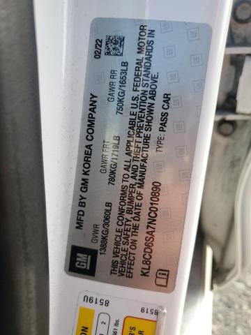 KL8CD6SA7NC010890 - 2022 CHEVROLET SPARK 1LT WHITE photo 12