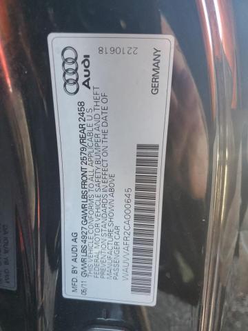 WAUVVAFR2CA000645 - 2012 AUDI S5 PRESTIGE 黑色 照片 13