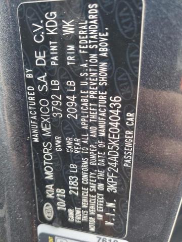 3KPF24AD5KE040436 - 2019 KIA FORTE FE رمادي صورة 13