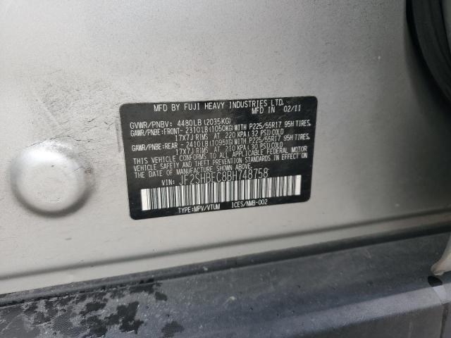 JF2SHBEC8BH748758 - 2011 SUBARU FORESTER LIMITED SILVER photo 14