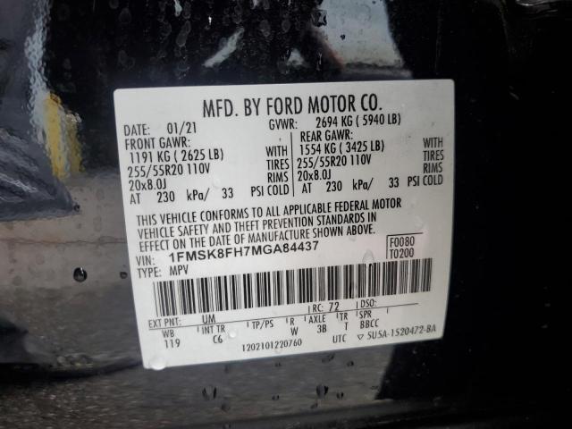 1FMSK8FH7MGA84437 - 2021 FORD EXPLORER LIMITED BLACK photo 14