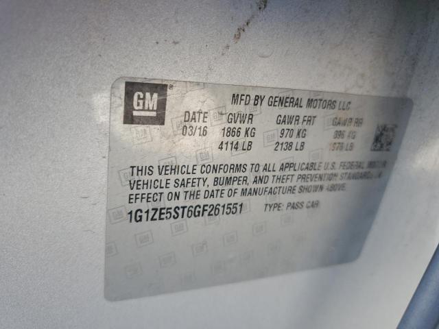 1G1ZE5ST6GF261551 - 2016 CHEVROLET MALIBU LT SILVER photo 12