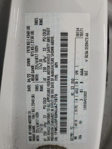 1FMCU0F69NUA71870 - 2022 FORD ESCAPE S 白色 照片 13