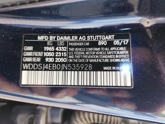 WDDSJ4EB0JN535928 - 2018 MERCEDES-BENZ CLA 250 黑色 照片 12