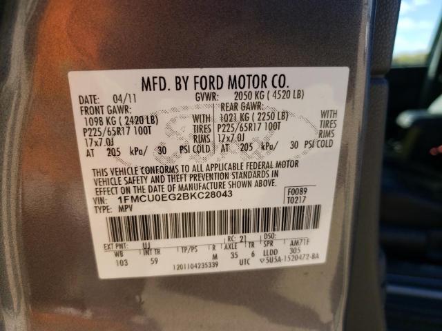 1FMCU0EG2BKC28043 - 2011 FORD ESCAPE LIMITED GRAY photo 14