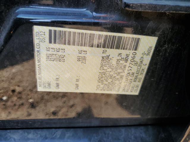 1N4AL2AP7CN577060 - 2012 NISSAN ALTIMA BASE Czarny zdjęcie 12