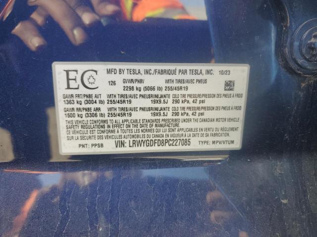 LRWYGDFD8PC227085 - 2023 TESLA MODEL Y BLUE photo 12