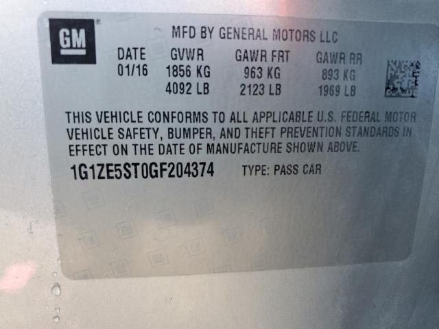 1G1ZE5ST0GF204374 - 2016 CHEVROLET MALIBU LT SILVER photo 12