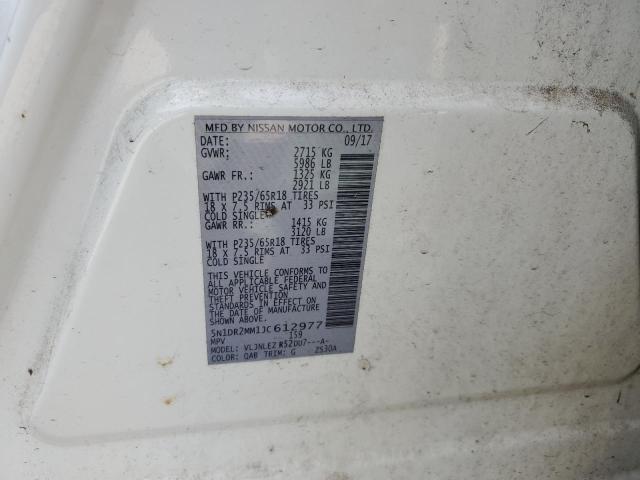 5N1DR2MM1JC612977 - 2018 NISSAN PATHFINDER S 白色 照片 13