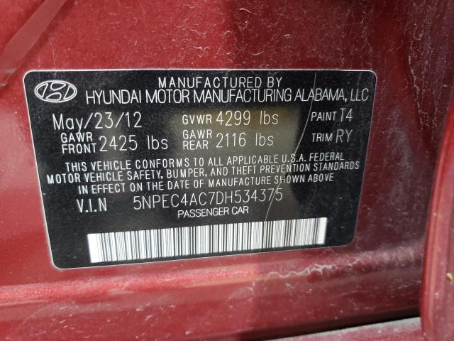 5NPEC4AC7DH534375 - 2013 HYUNDAI SONATA SE RED photo 13