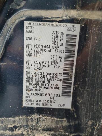 5N1AR2MM1EC693181 - 2014 NISSAN PATHFINDER S 蓝色 照片 13