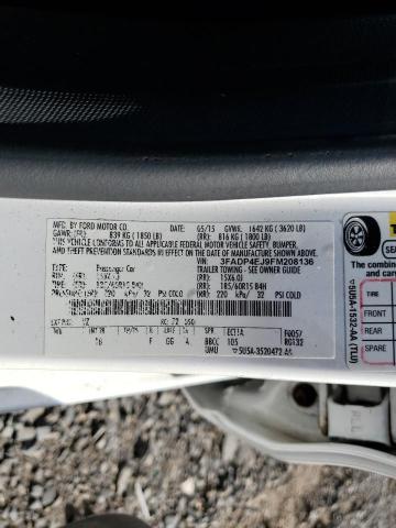 3FADP4EJ9FM208136 - 2015 FORD FIESTA SE თეთრი ფოტო 12