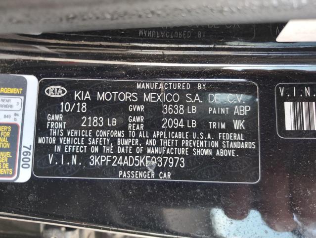 3KPF24AD5KE037973 - 2019 KIA FORTE FE BLACK photo 13