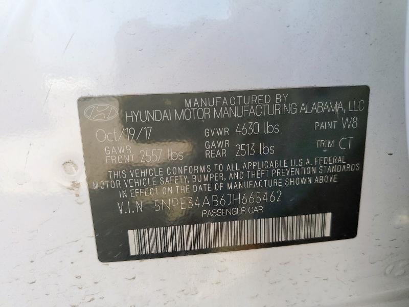 5NPE34AB6JH665462 - 2018 HYUNDAI SONATA SPORT Biały zdjęcie 13