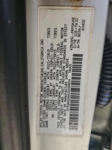 5TEGN92N43Z288624 - 2003 TOYOTA TACOMA DOUBLE CAB PRERUNNER SILVER photo 12