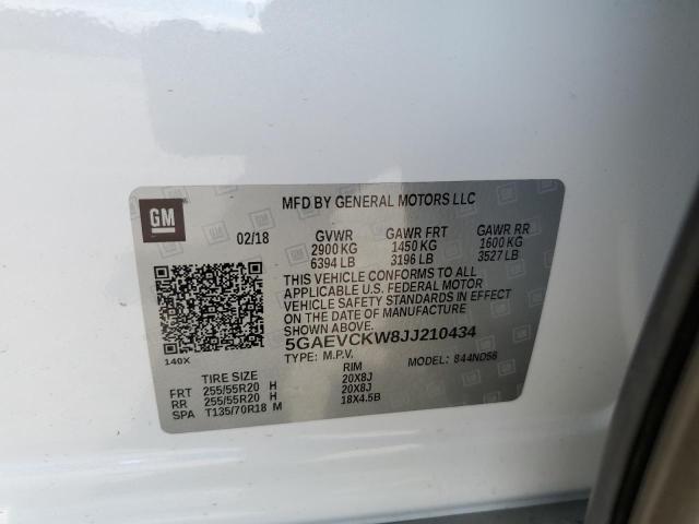 5GAEVCKW8JJ210434 - 2018 BUICK ENCLAVE AVENIR WHITE photo 12