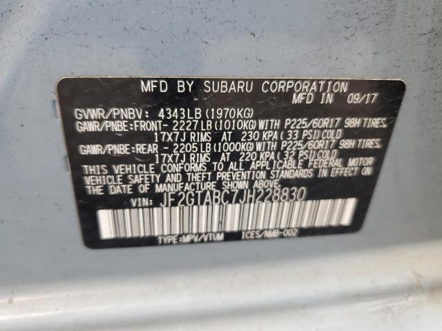 JF2GTABC7JH228830 - 2018 SUBARU CROSSTREK PREMIUM GRAY photo 12