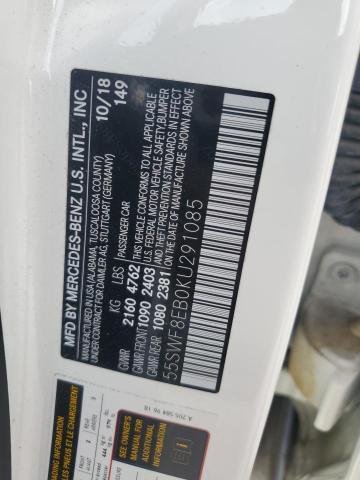 55SWF8EB0KU291085 - 2019 MERCEDES-BENZ C 300 4MATIC WHITE photo 12