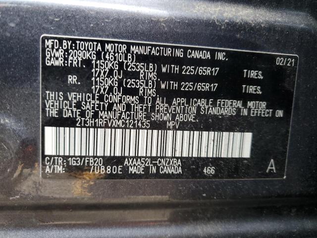 2T3H1RFVXMC121435 - 2021 TOYOTA RAV4 LE CHARCOAL photo 14