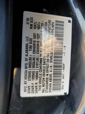 5FNRL38746B070547 - 2006 HONDA ODYSSEY EXL Սև լուսանկար 13