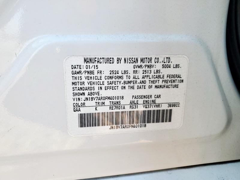 JN1BV7AR0FM401018 - 2015 INFINITI Q50 BASE თეთრი ფოტო 12