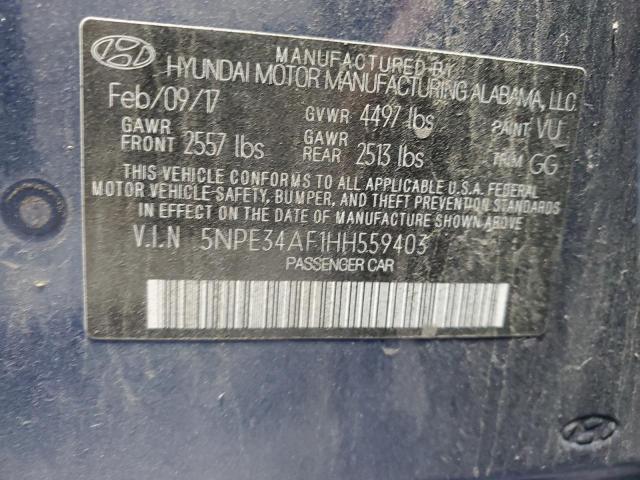 5NPE34AF1HH559403 - 2017 HYUNDAI SONATA SPORT 蓝色 照片 12