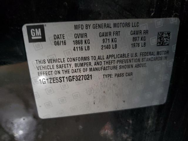 1G1ZE5ST1GF327021 - 2016 CHEVROLET MALIBU LT BLACK photo 12