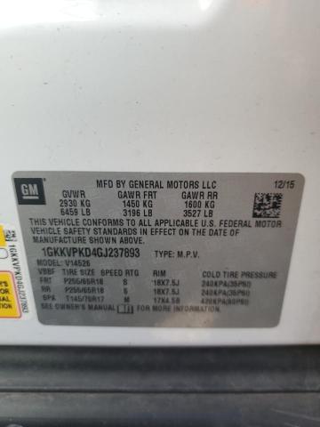 1GKKVPKD4GJ237893 - 2016 GMC ACADIA SLE WHITE photo 14