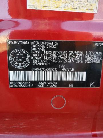 JTMRK4DV3A5085032 - 2010 TOYOTA RAV4 SPORT RED photo 13