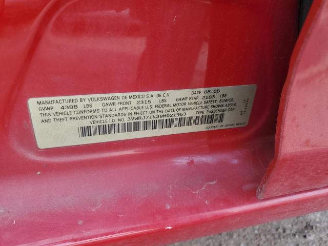3VWRJ71K39M021963 - 2009 VOLKSWAGEN JETTA WOLFSBURG 红色 照片 12