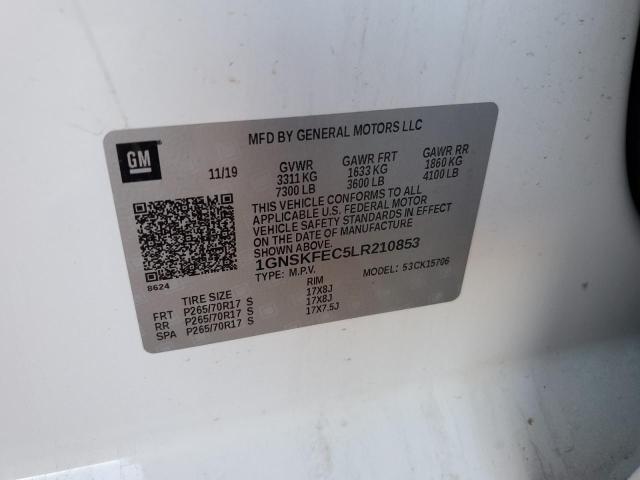 1GNSKFEC5LR210853 - 2020 CHEVROLET TAHOE SPECIAL 白色 照片 12