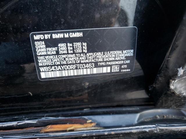 WBS43AY00RFT03463 - 2024 BMW M3 COMPETITION შავი ფოტო 12