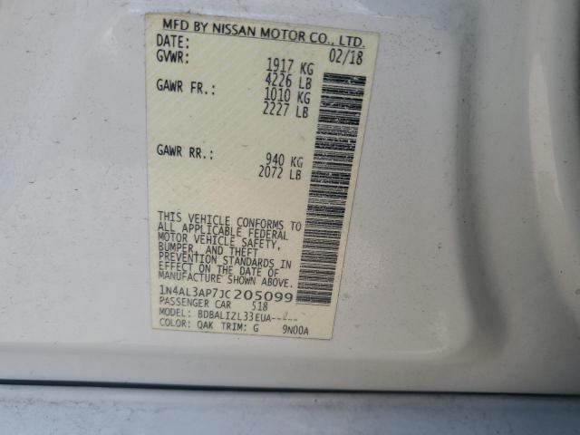 1N4AL3AP7JC205099 - 2018 NISSAN ALTIMA 2.5 Weiß Foto 12