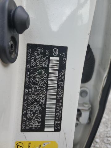 JTHBA30GX65151152 - 2006 LEXUS ES 330 თეთრი ფოტო 12