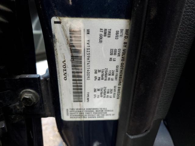 YV1SZ59H741140092 - 2004 VOLVO XC70 BLUE photo 13