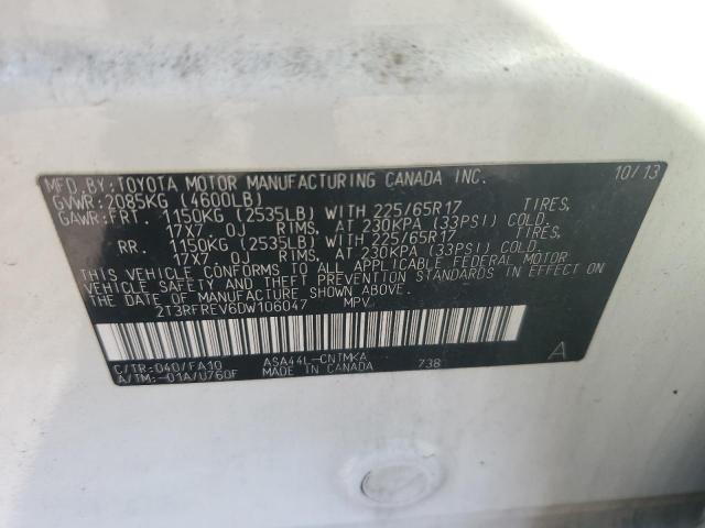 2T3RFREV6DW106047 - 2013 TOYOTA RAV4 XLE 白色 照片 13