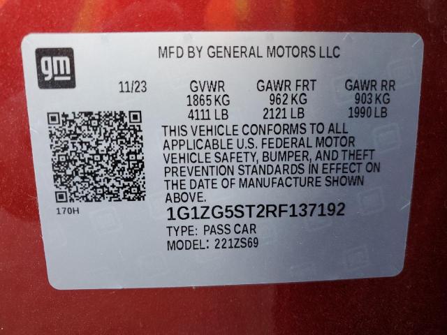 1G1ZG5ST2RF137192 - 2024 CHEVROLET MALIBU RS 红色 照片 12